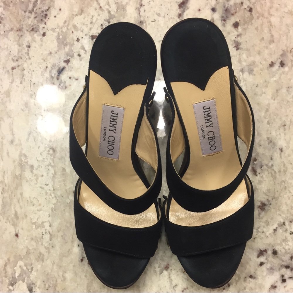 Jimmy Choo Black Suede Heels Sz 38